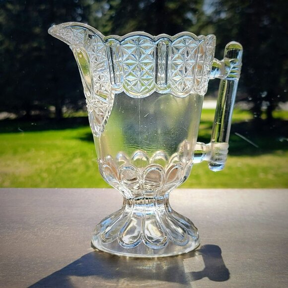 Antique EAPG Glass Creamer Adams & Co. Cottage aka Dinner Bell c.1887 USA Made - Picture 1 of 10